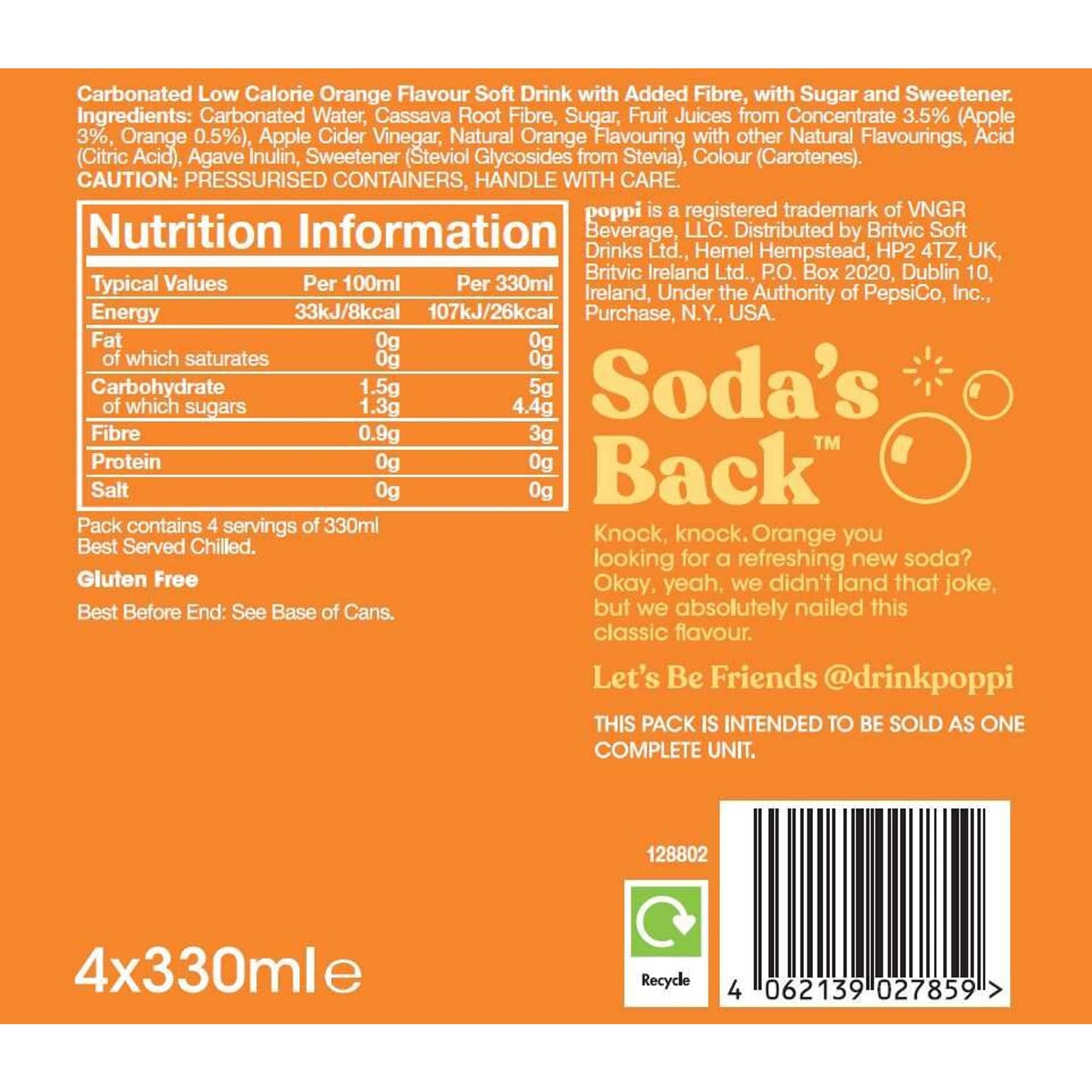 Poppi Orange Soda Cans 4x330ml — image 4