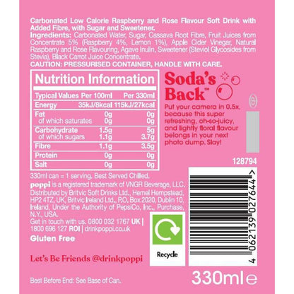 Poppi Raspberry & Rose Soda Can 330ml — image 4