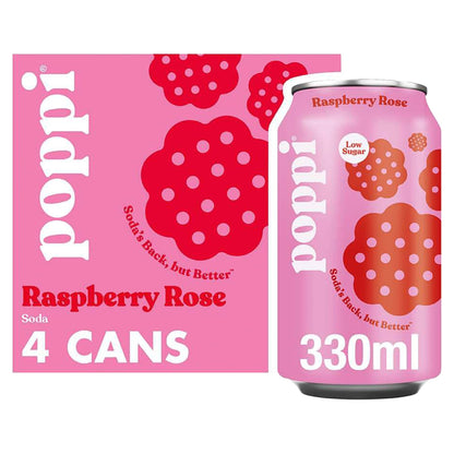 Poppi Raspberry & Rose Soda Cans 4x330ml — image 1