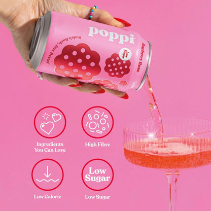 Poppi Raspberry & Rose Soda Cans 4x330ml — image 2