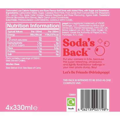 Poppi Raspberry & Rose Soda Cans 4x330ml — image 4