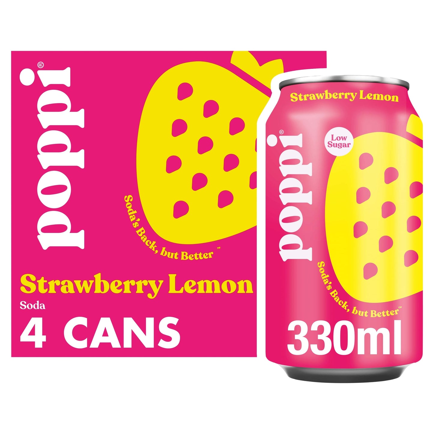 Poppi Strawberry & Lemon Soda Cans 4x330ml — image 1