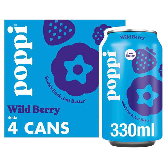 Poppi Wild Berry Soda Cans 4x330ml — image 1