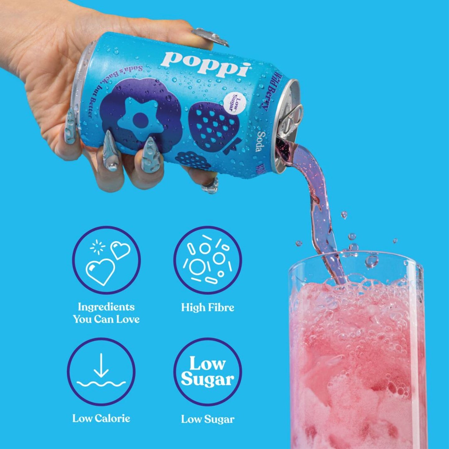 Poppi Wild Berry Soda Cans 4x330ml — image 2