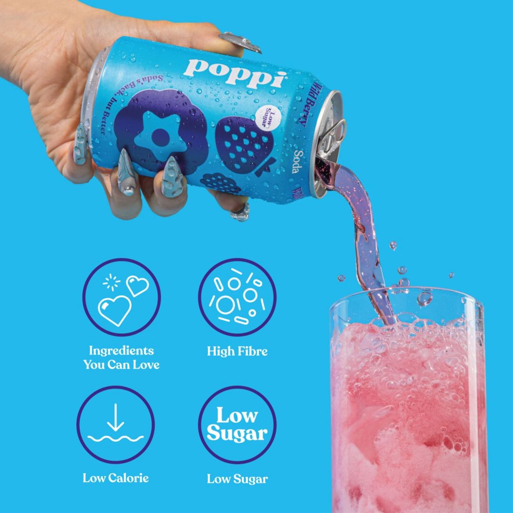 Poppi Wild Berry Soda Cans 4x330ml — image 2