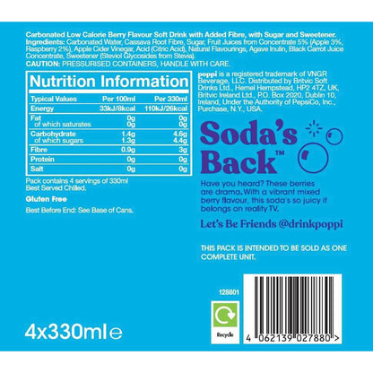 Poppi Wild Berry Soda Cans 4x330ml — image 4