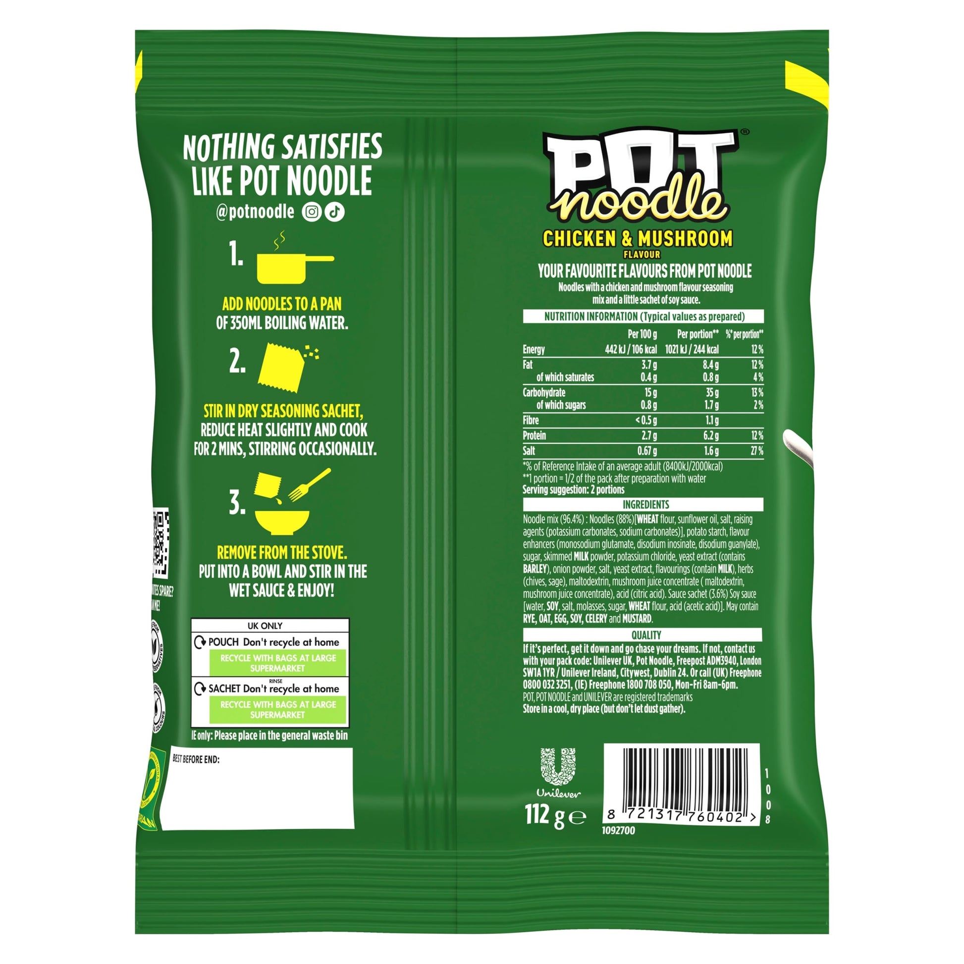 Pot Noodle Chicken and Mushroom Instant Noodles 112g — image 3