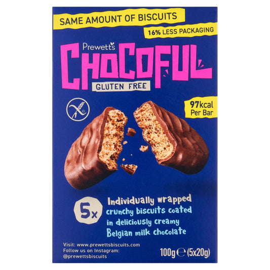 Prewett's Gluten Free Milk Chocolate Chocoful Biscuits 5 Pack 100g — image 1