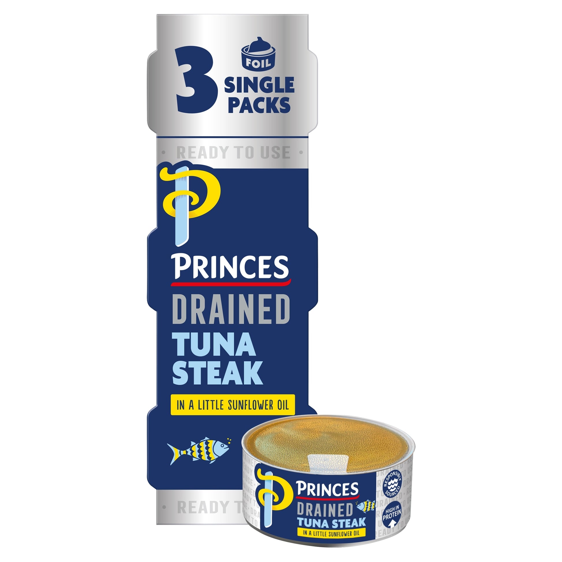 Princes Drained Tuna Steak In Sunflower Oil 3X60g — image 1