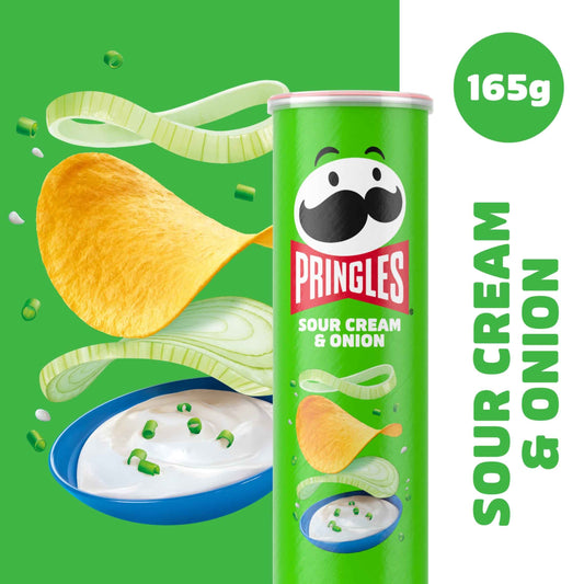 PRINGLES Sour Cream & Onion Sharing Crisps 165g 165g pack shot