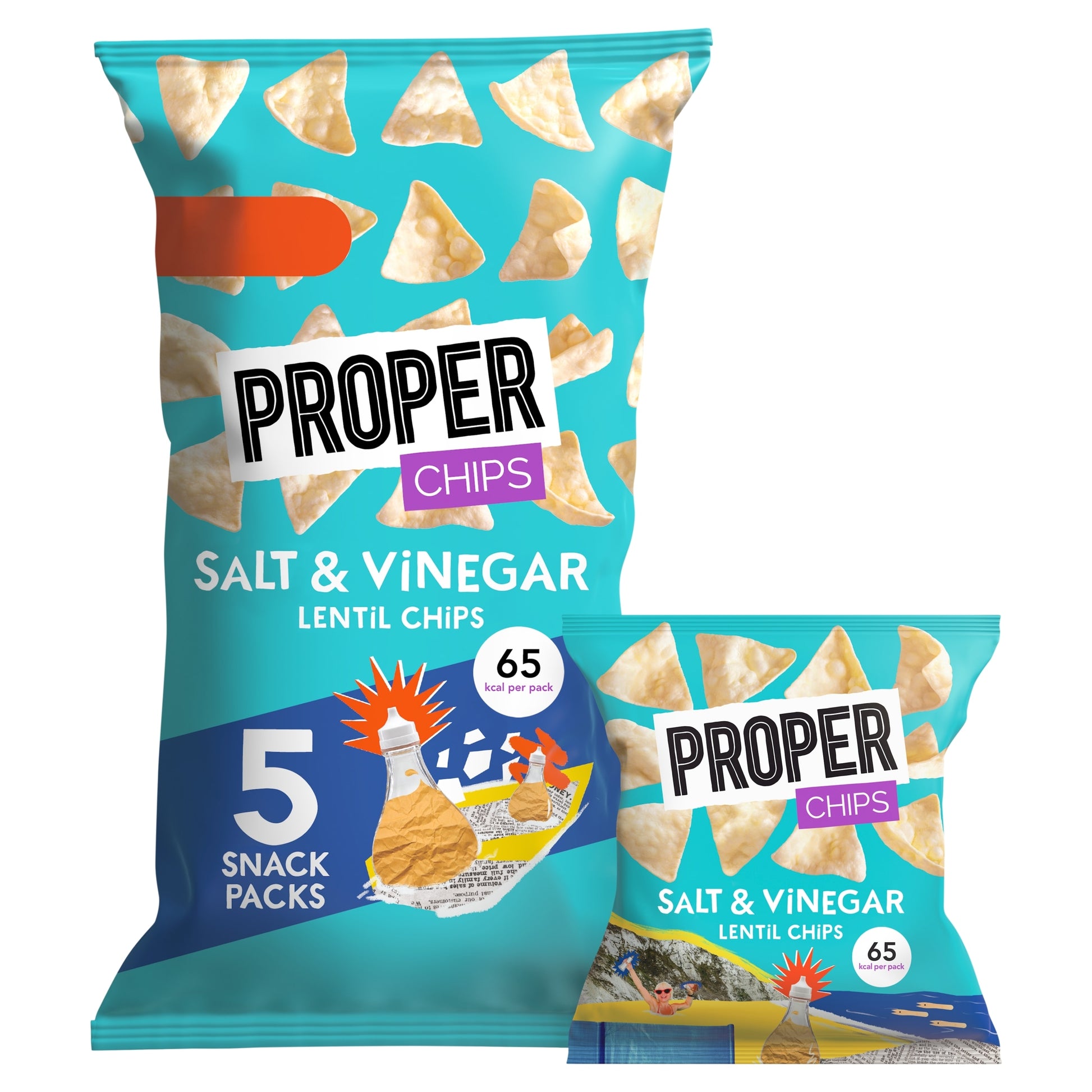 Proper Chips Salt & Vinegar Lentil Chips 5 X 14G — image 1
