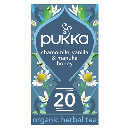 Pukka Organic Chamomile, Vanilla & Manuka Honey Tea 20 Herbal Tea Bags 32g — image 1