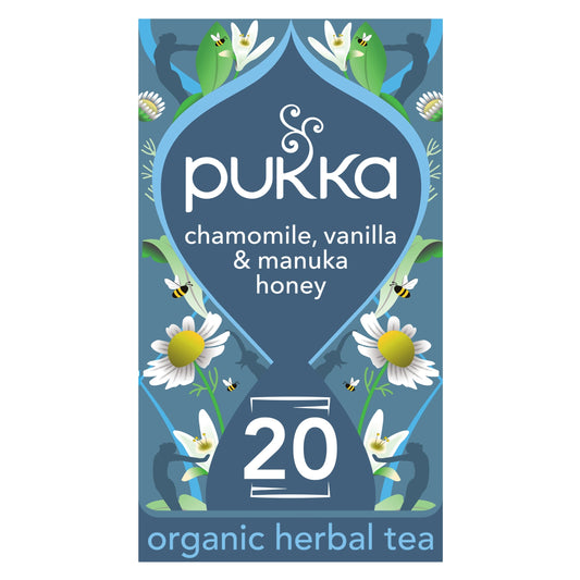 Pukka Organic Chamomile, Vanilla & Manuka Honey Tea 20 Herbal Tea Bags 32g — image 1
