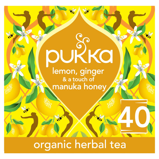 Pukka Organic Lemon, Ginger & a touch of Manuka Honey 40 Immunity Herbal Tea Bags 68g — image 1