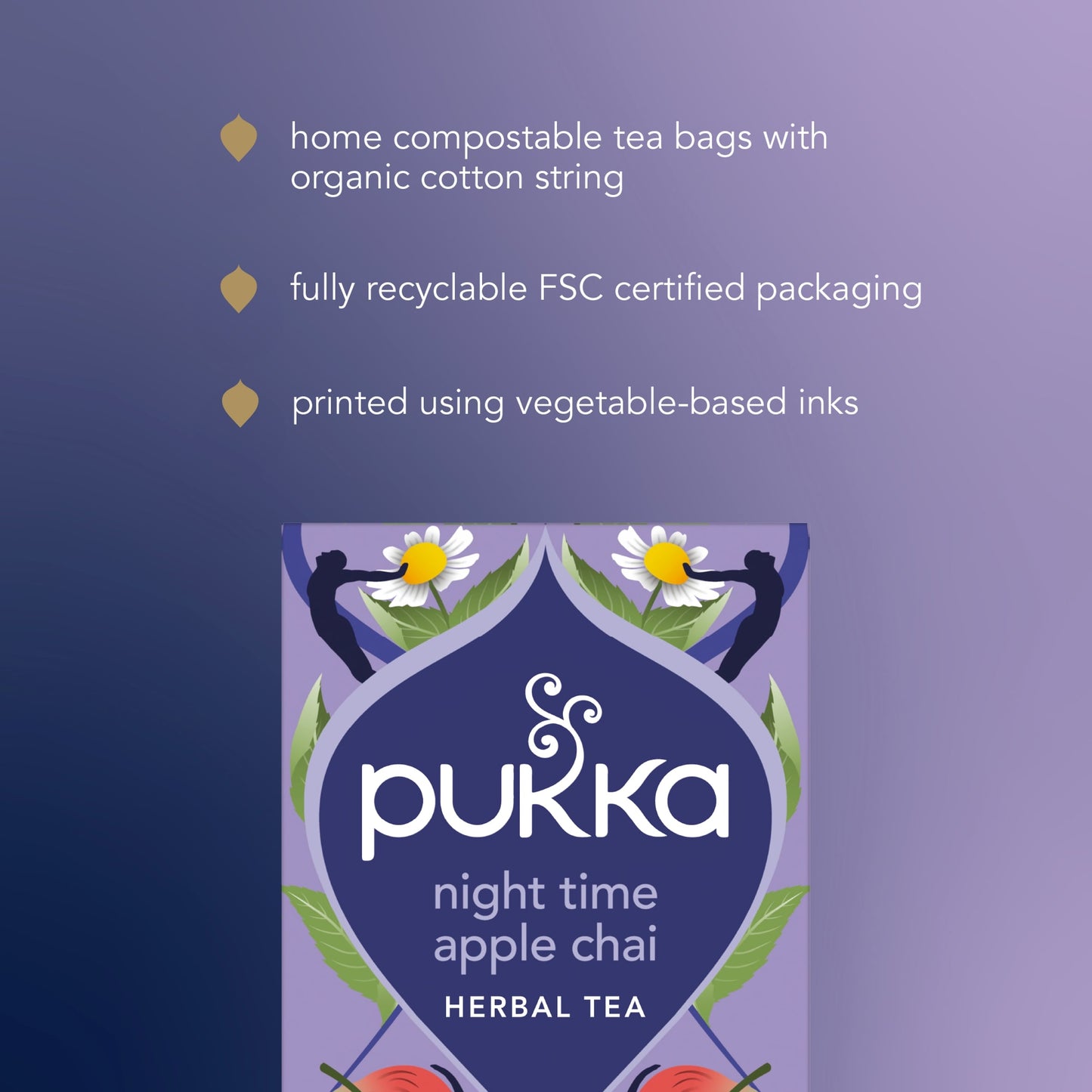 Pukka Organic Night Time Apple Chai Herbal Tea With Chamomile 20 Sleep Tea Bags 36g — image 4