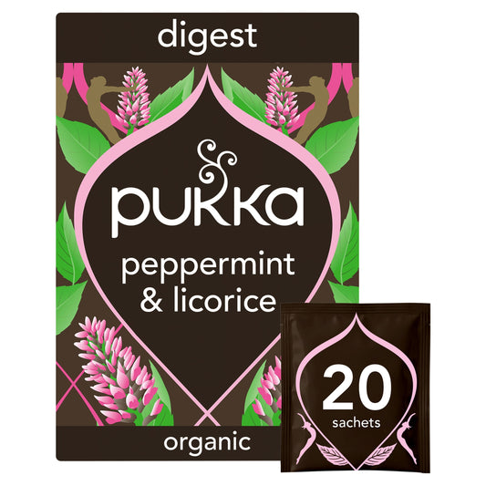 Pukka Organic Peppermint & Licorice Mint Tea 20 Herbal Tea Bags 30g — image 1