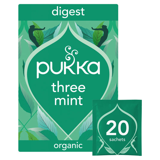 Pukka Organic Three Mint Tea With Peppermint for Digestion 20 Herbal Tea Bags 32g — image 1