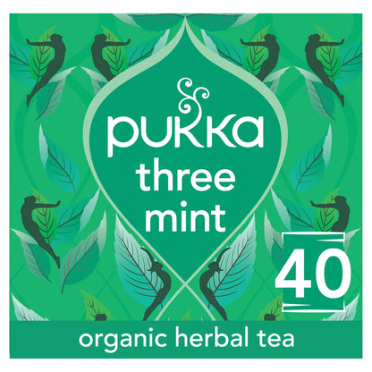 Pukka Organic Three Mint Tea With Peppermint for Digestion 40 Herbal Tea Bags 64g — image 1
