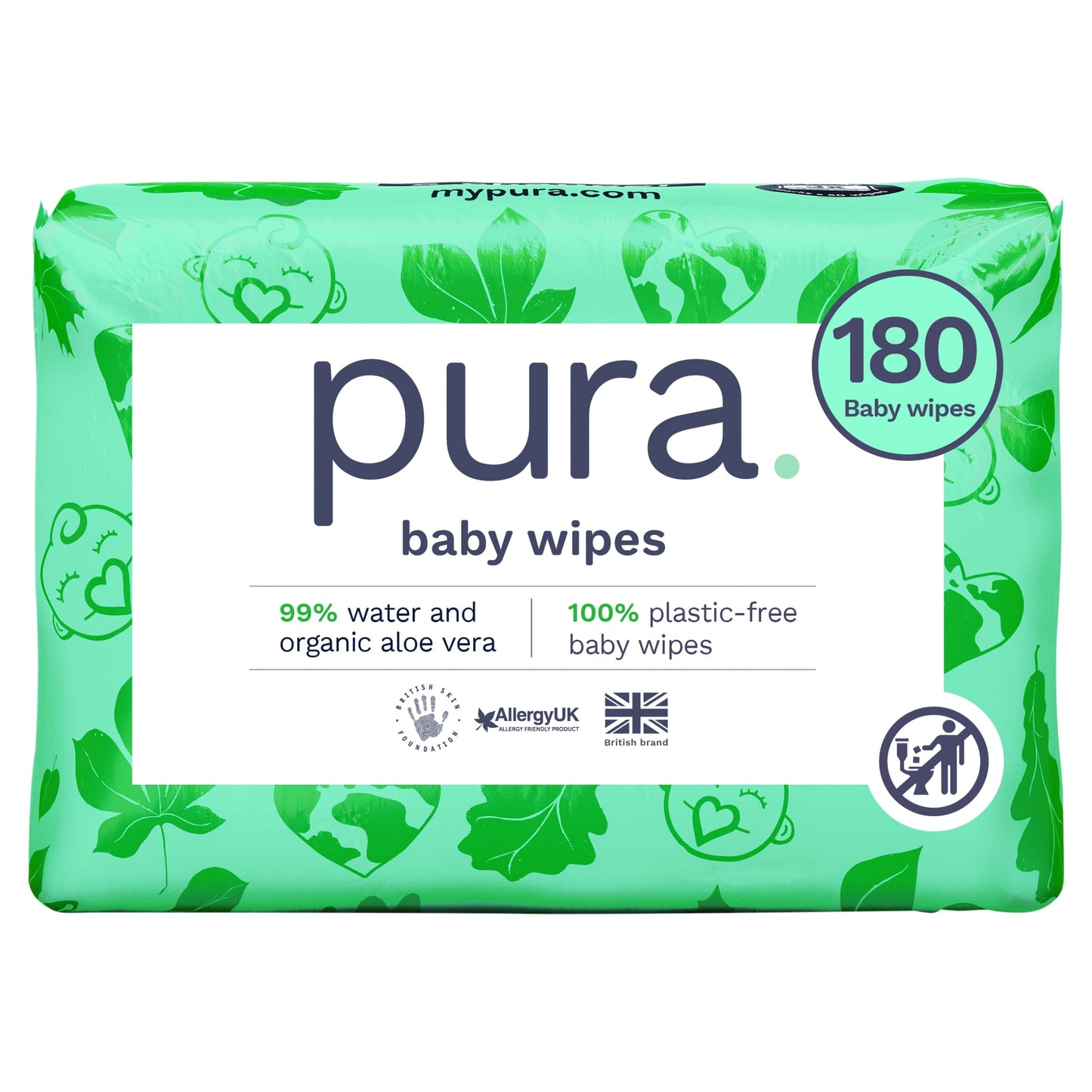Pura Plastic Free Baby Wipes 3 x 60pk — image 1
