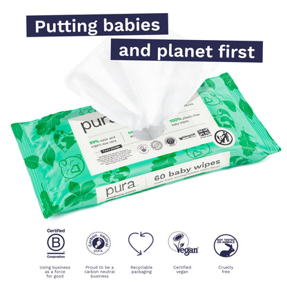 Pura Plastic Free Baby Wipes 3 x 60pk — image 4