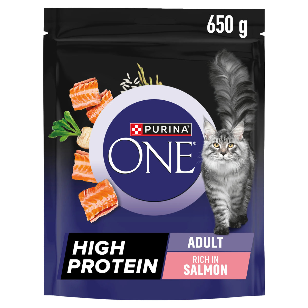 PURINA ONE High Protein Salmon Adult Cat Food 650g — image 1