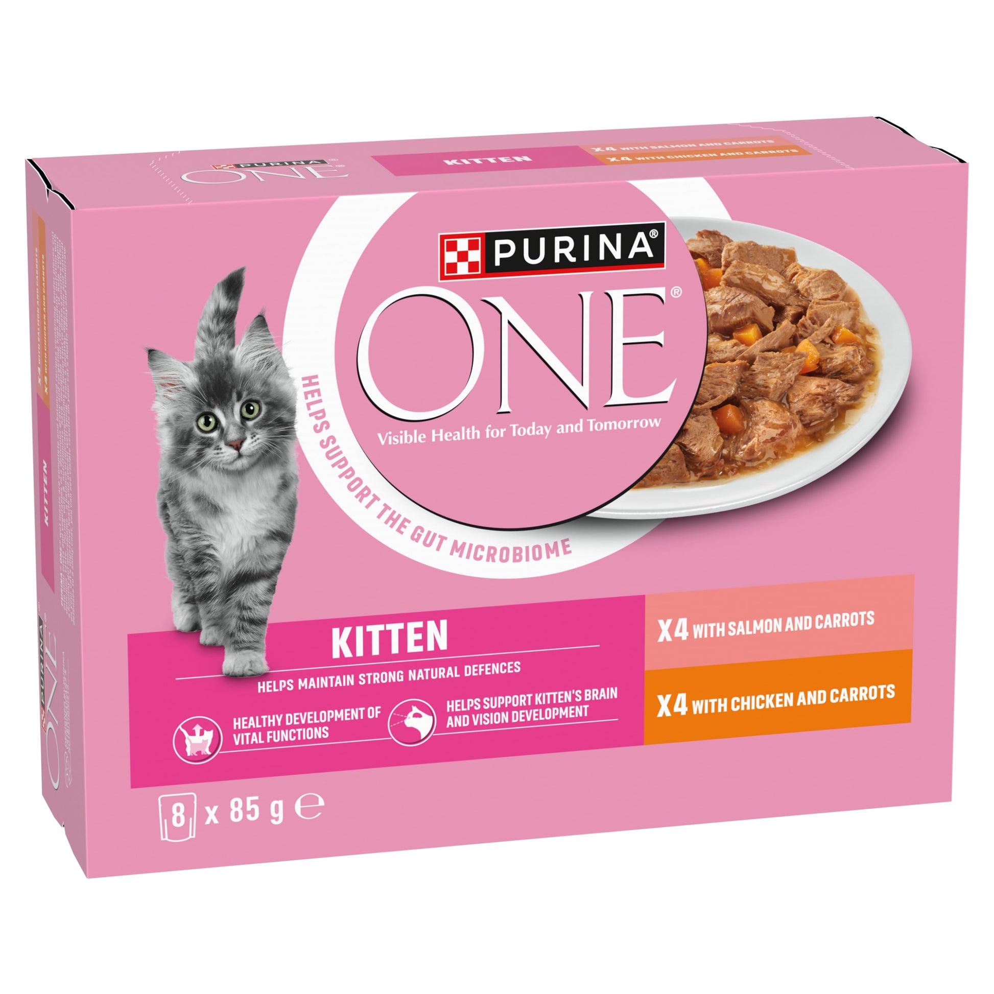 PURINA ONE Kitten Mini Fillets Salmon and Chicken Wet Cat Food 8x85g — image 2