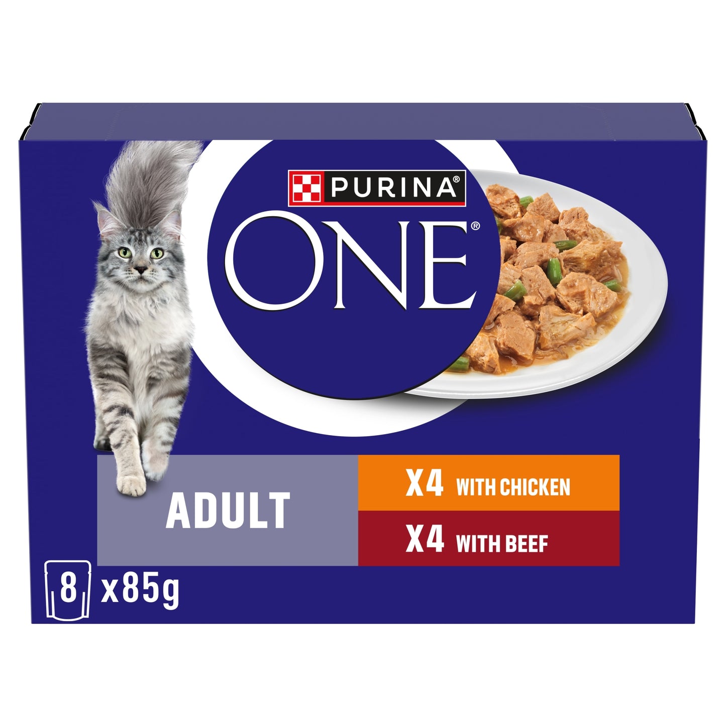PURINA ONE Mini Fillets Chicken and Beef Wet Cat Food 8x85g — image 1