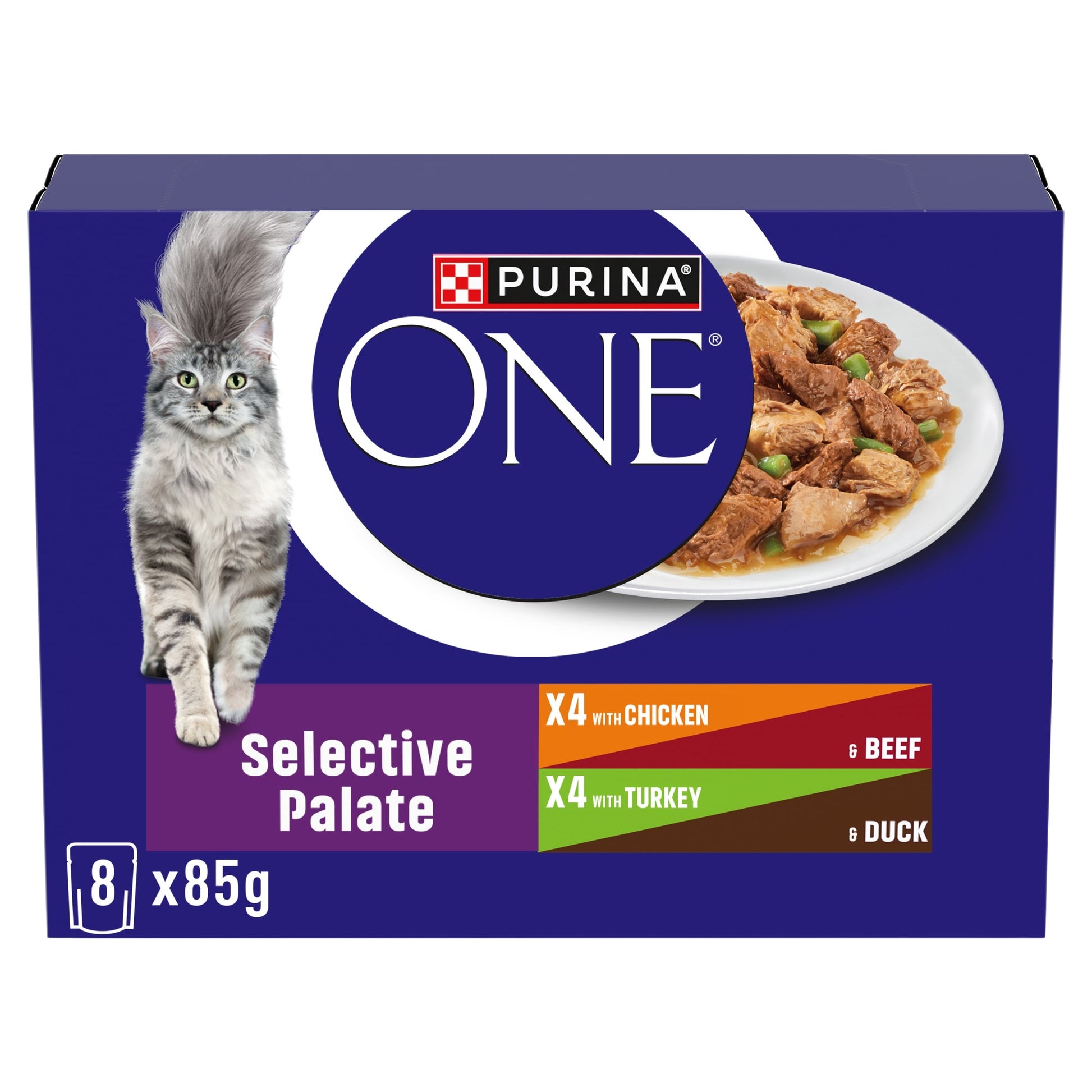 PURINA ONE Mini Fillets Selective Palate Wet Cat Food 8x85g — image 1