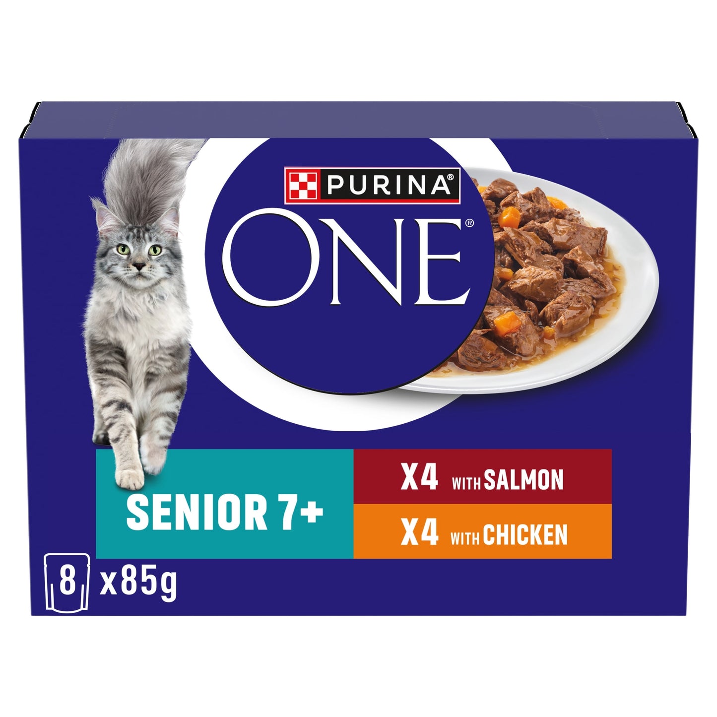 PURINA ONE Senior 7+ Mini Fillets Chicken and Beef Wet Cat Food 8x85g — image 1