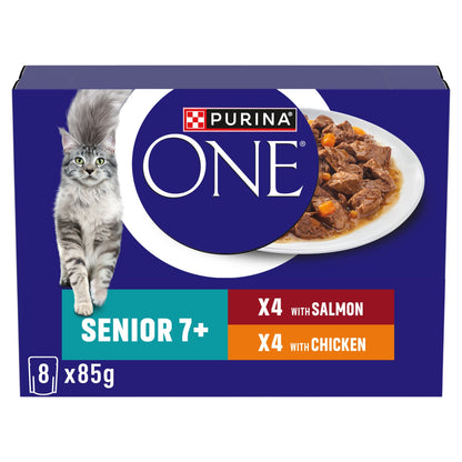 PURINA ONE Senior 7+ Mini Fillets Chicken and Beef Wet Cat Food 8x85g — image 1