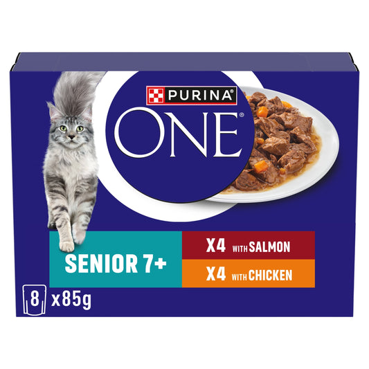 PURINA ONE Senior 7+ Mini Fillets Chicken and Beef Wet Cat Food 8x85g — image 1