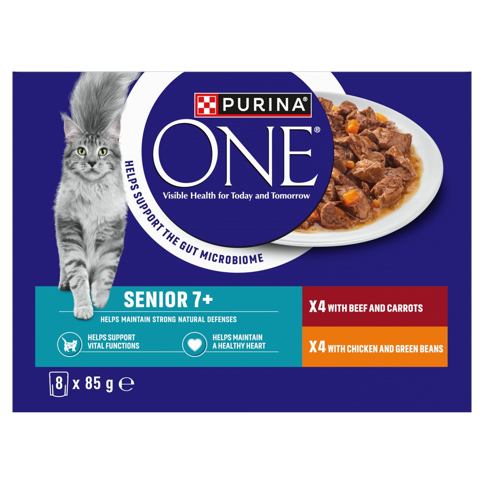 PURINA ONE Senior 7+ Mini Fillets Chicken and Beef Wet Cat Food 8x85g — image 2