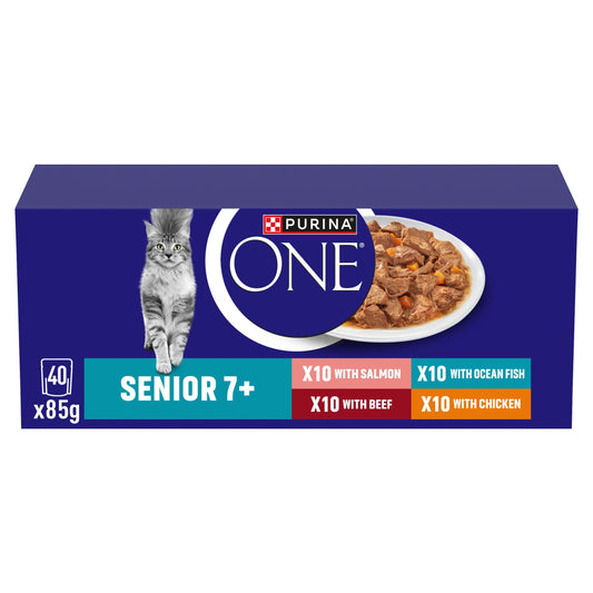 Purina One Senior 7+ Mini Fillets Mixed Selection Wet Cat Food 40x85g — image 1