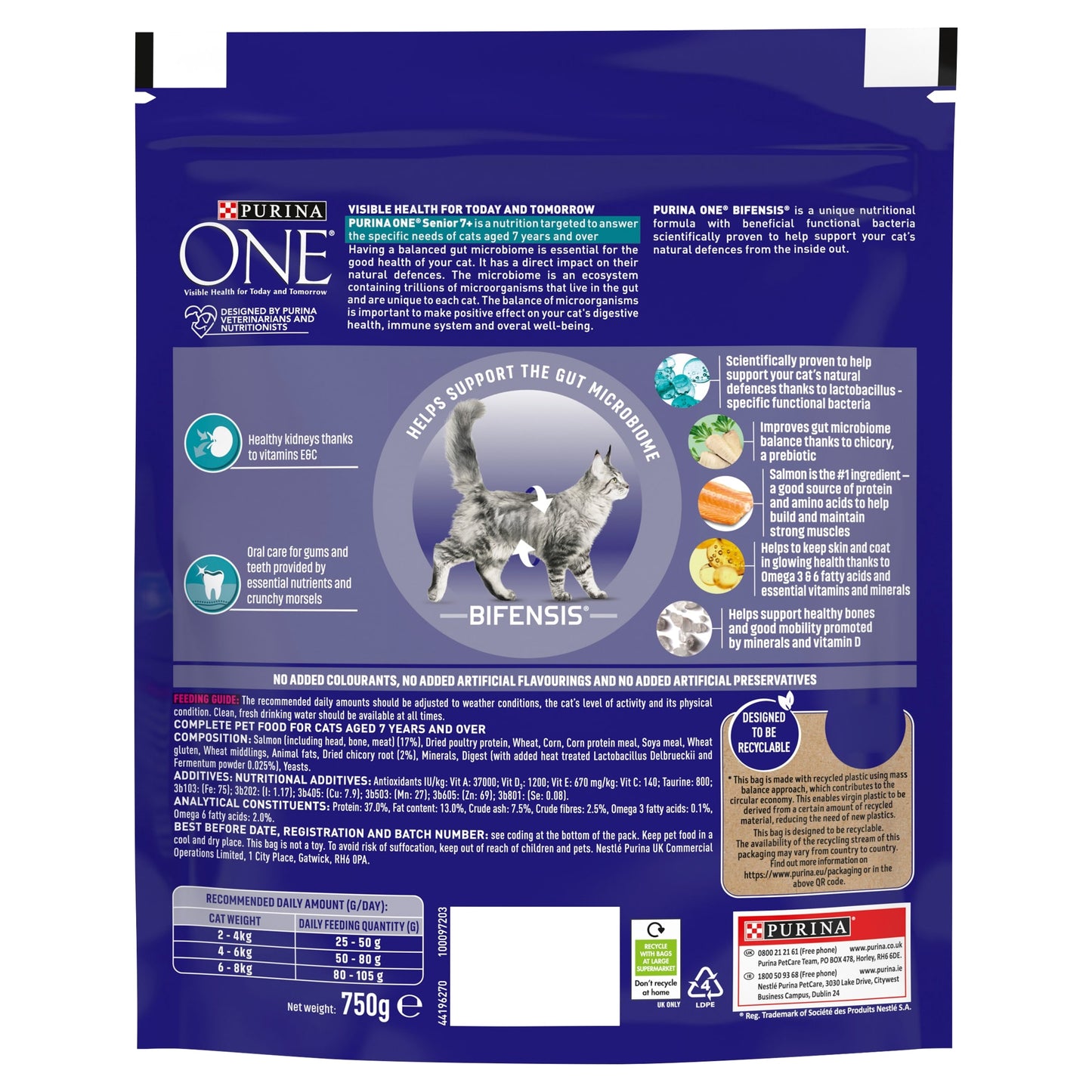 PURINA ONE Senior 7+ Salmon Dry Cat Food 750g — image 2