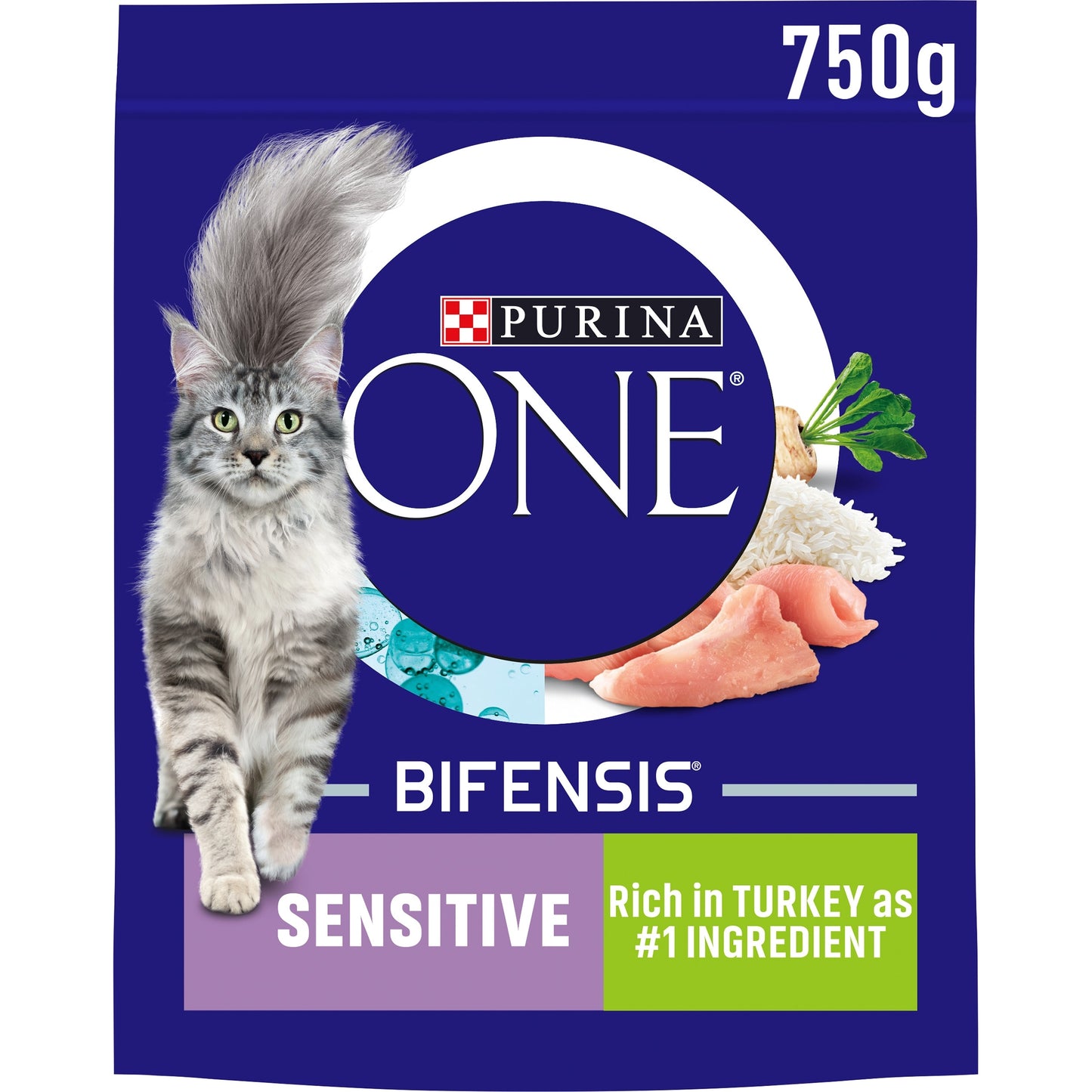 Purina One Sensitive Adult Dry Cat Food Turkey 750G — image 1
