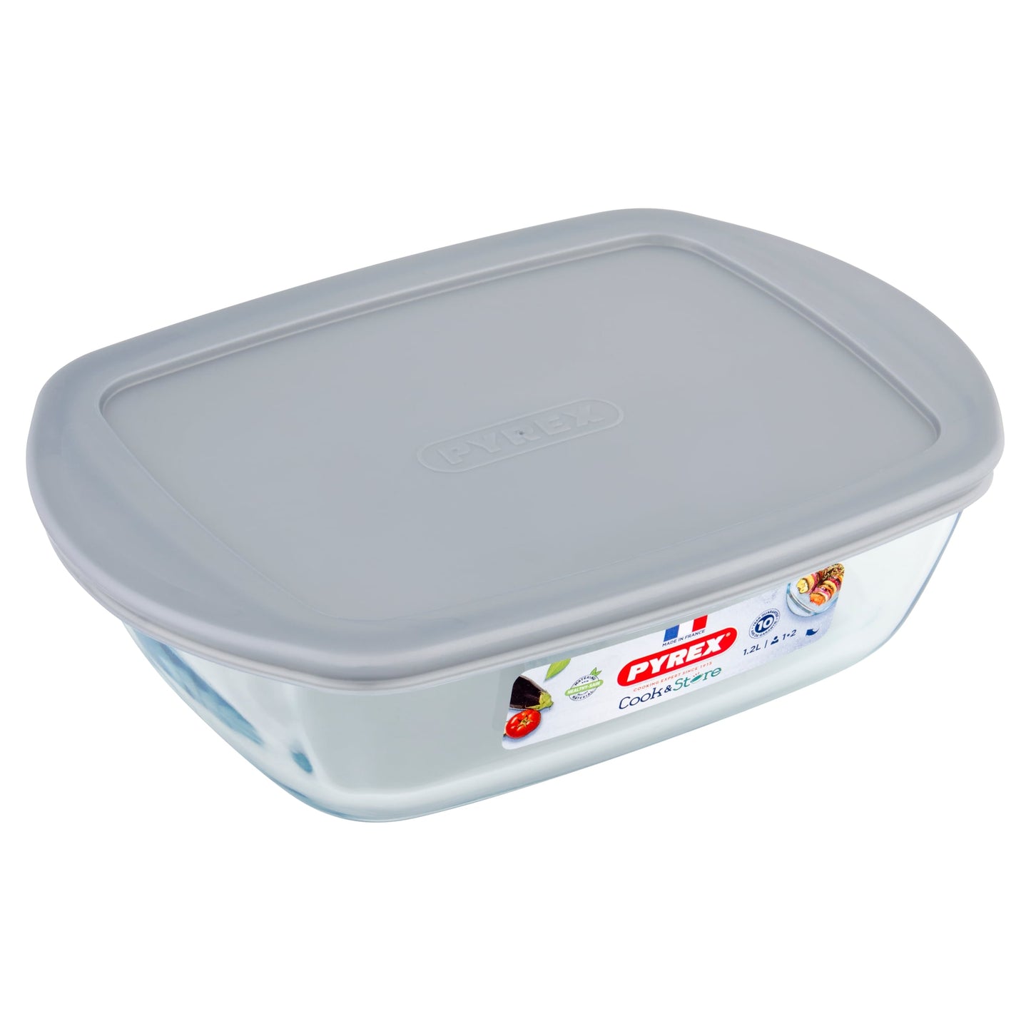 Pyrex Cook & Store Rectangular Food Storage Dish Silver Lid 1.2L — image 1