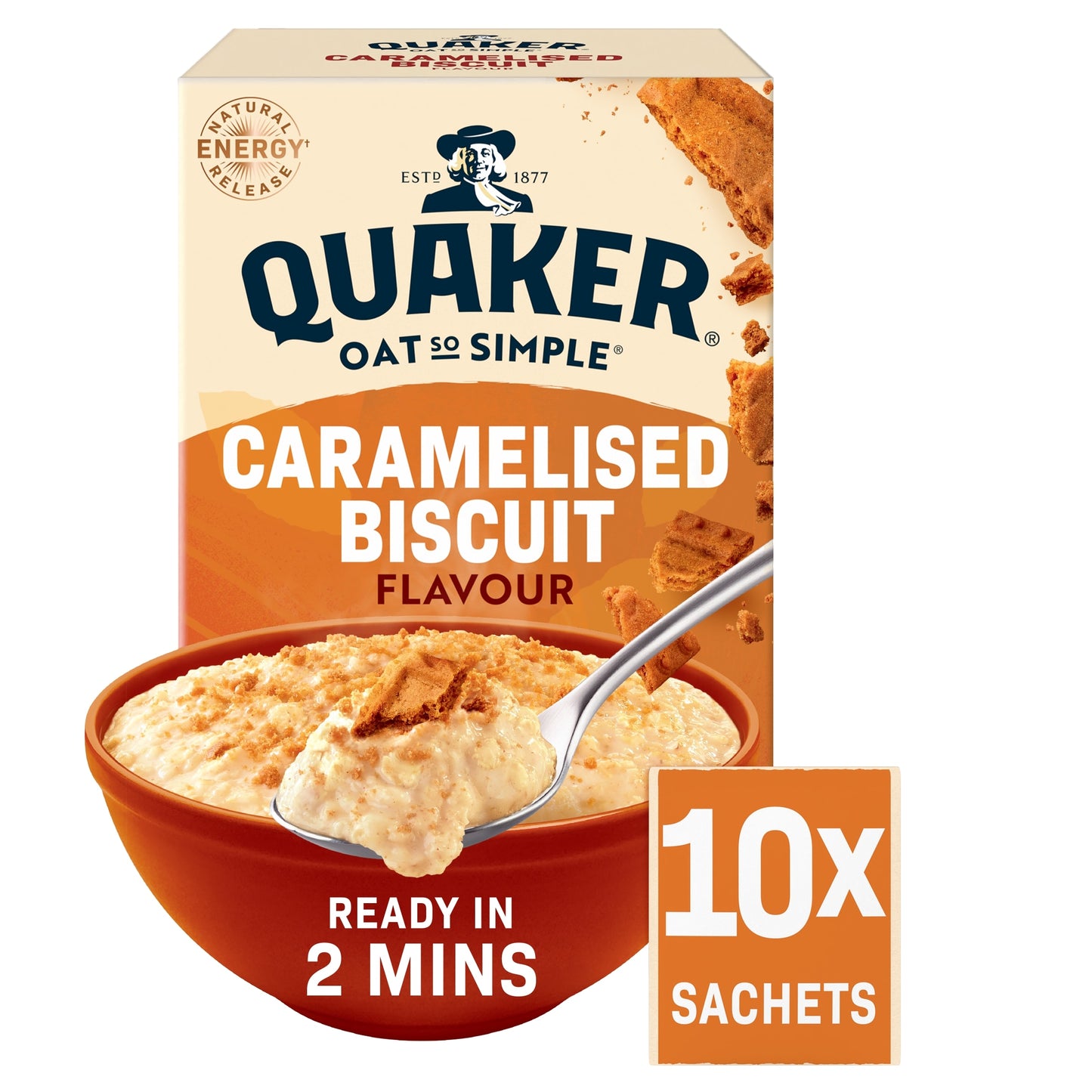 Quaker Oat So Simple Porridge Sachets - Caramelised Biscuit 10x33.4g — image 1