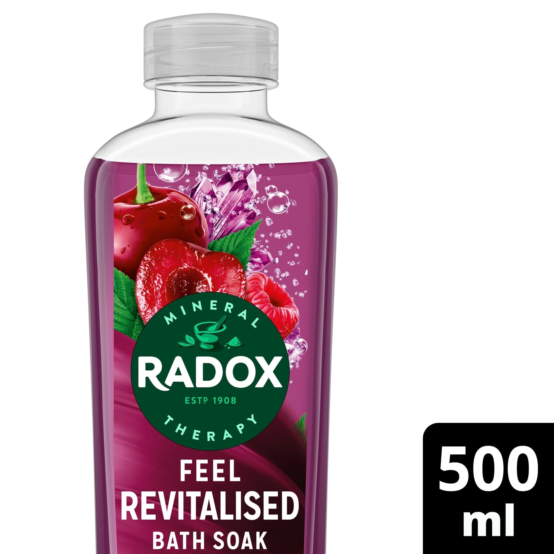 Radox Cherry & Raspberry Feel Revitilised Bath Soak Bubble Bath 500ml — image 1