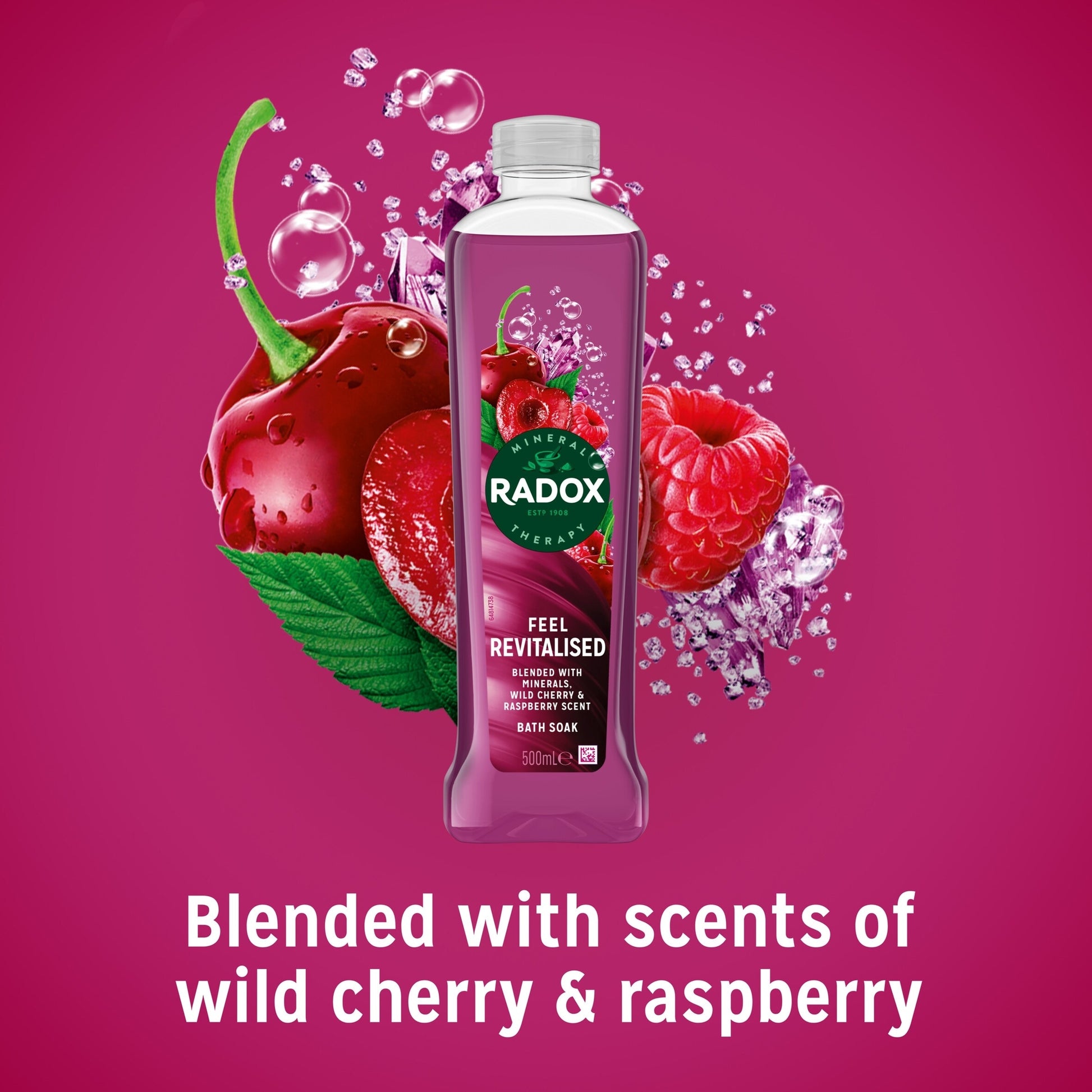 Radox Cherry & Raspberry Feel Revitilised Bath Soak Bubble Bath 500ml — image 2