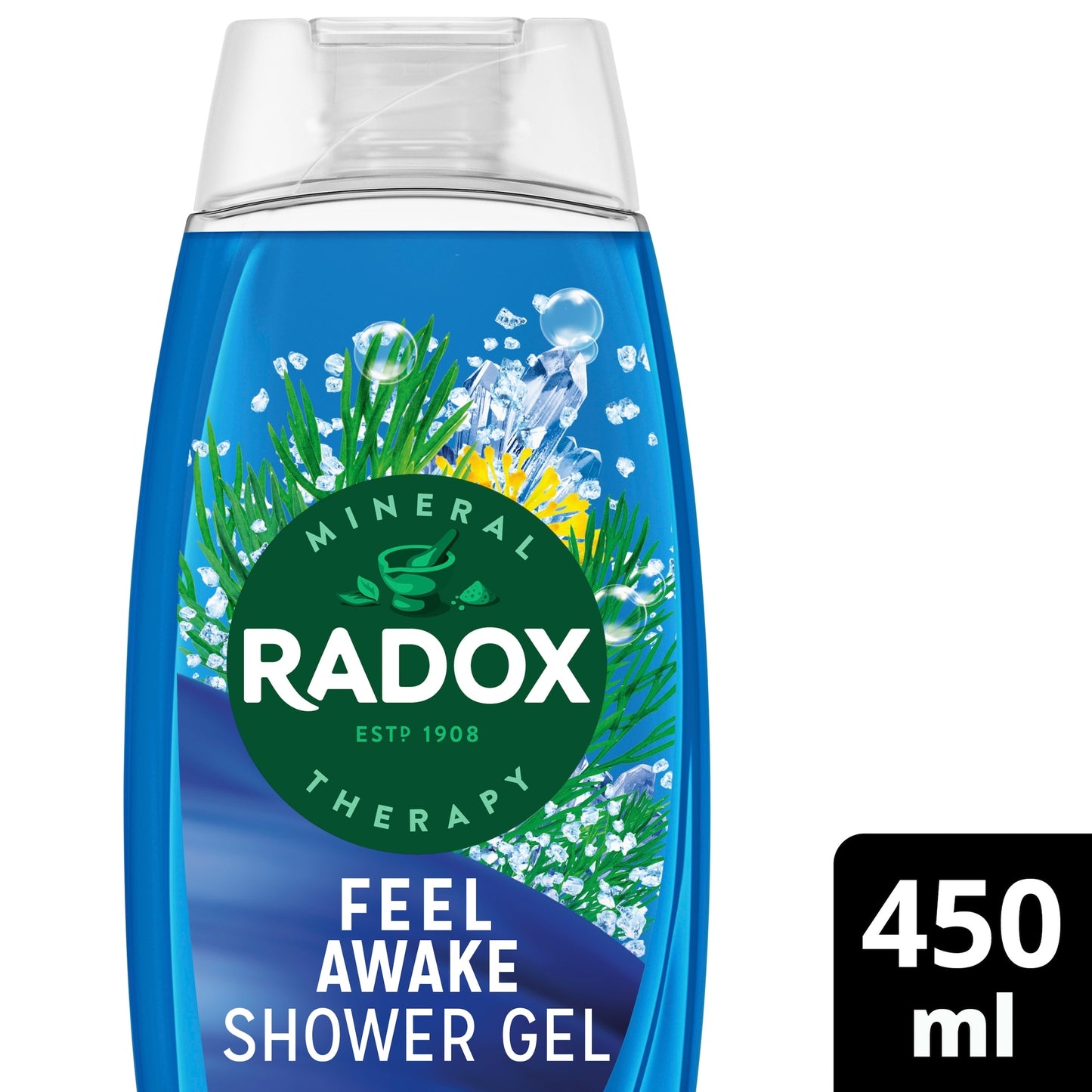 Radox Sea Minerals Feel Awake 2-in-1 Shower Gel Body Wash Shampoo 450ml — image 1