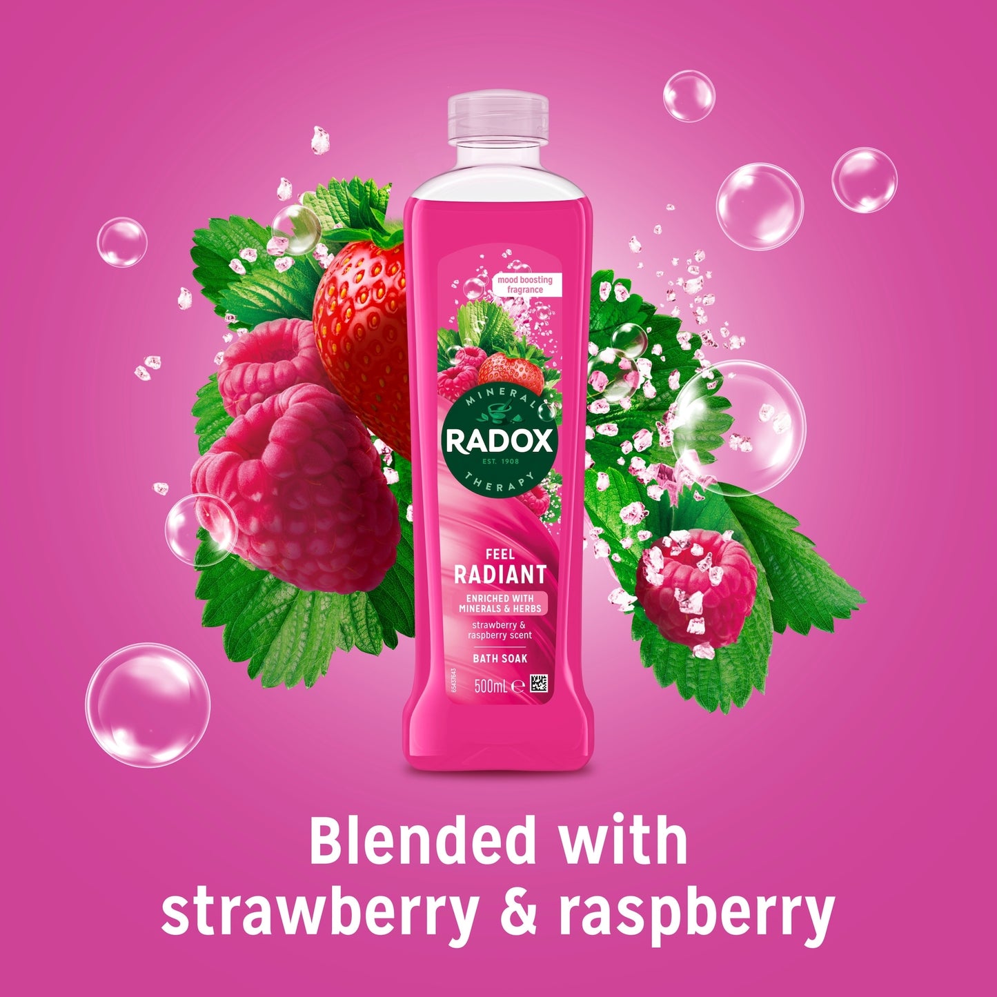 Radox Strawberry Feel Radiant Bath Soak Bubble Bath 500ml — image 2