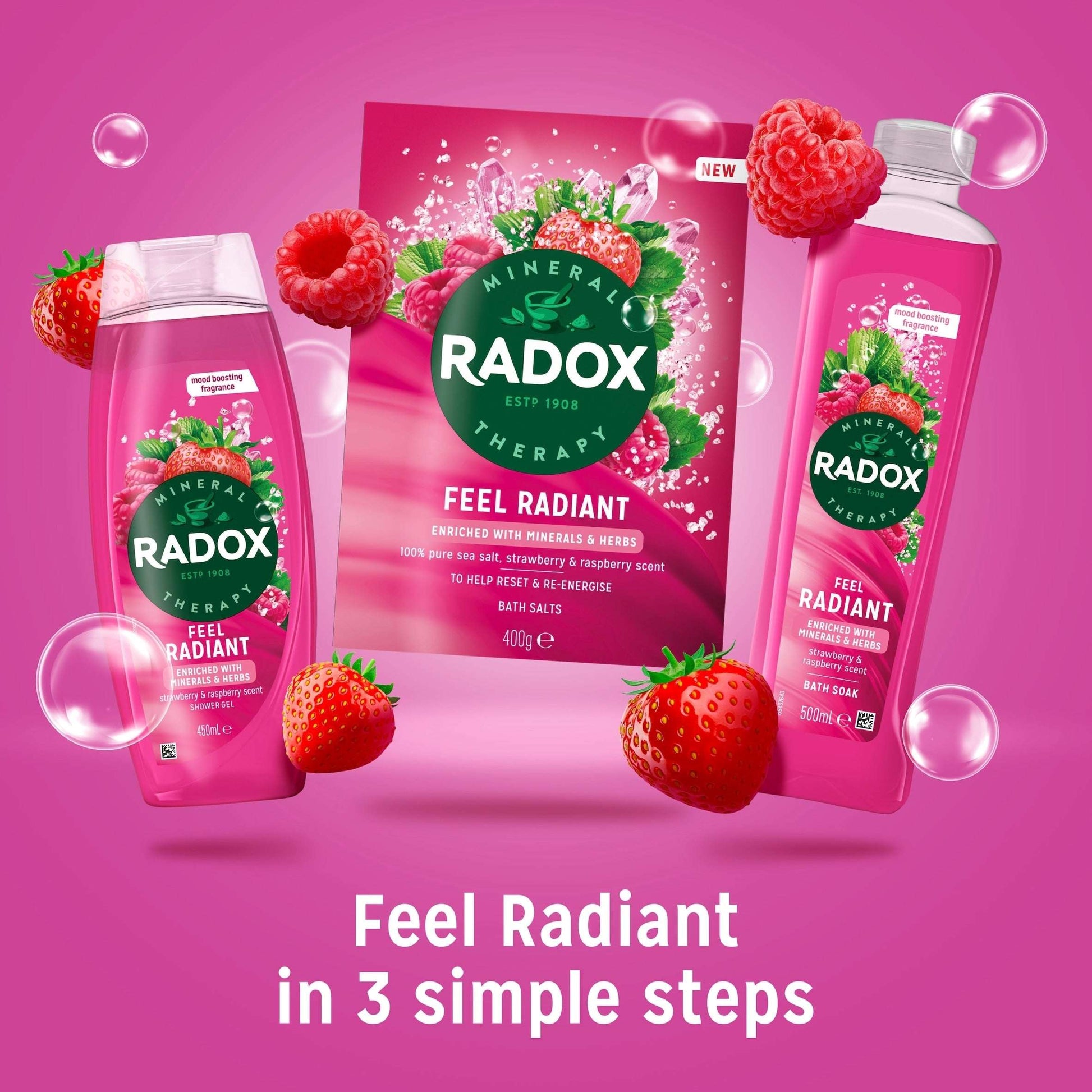 Radox Strawberry Feel Radiant Bath Soak Bubble Bath 500ml — image 4