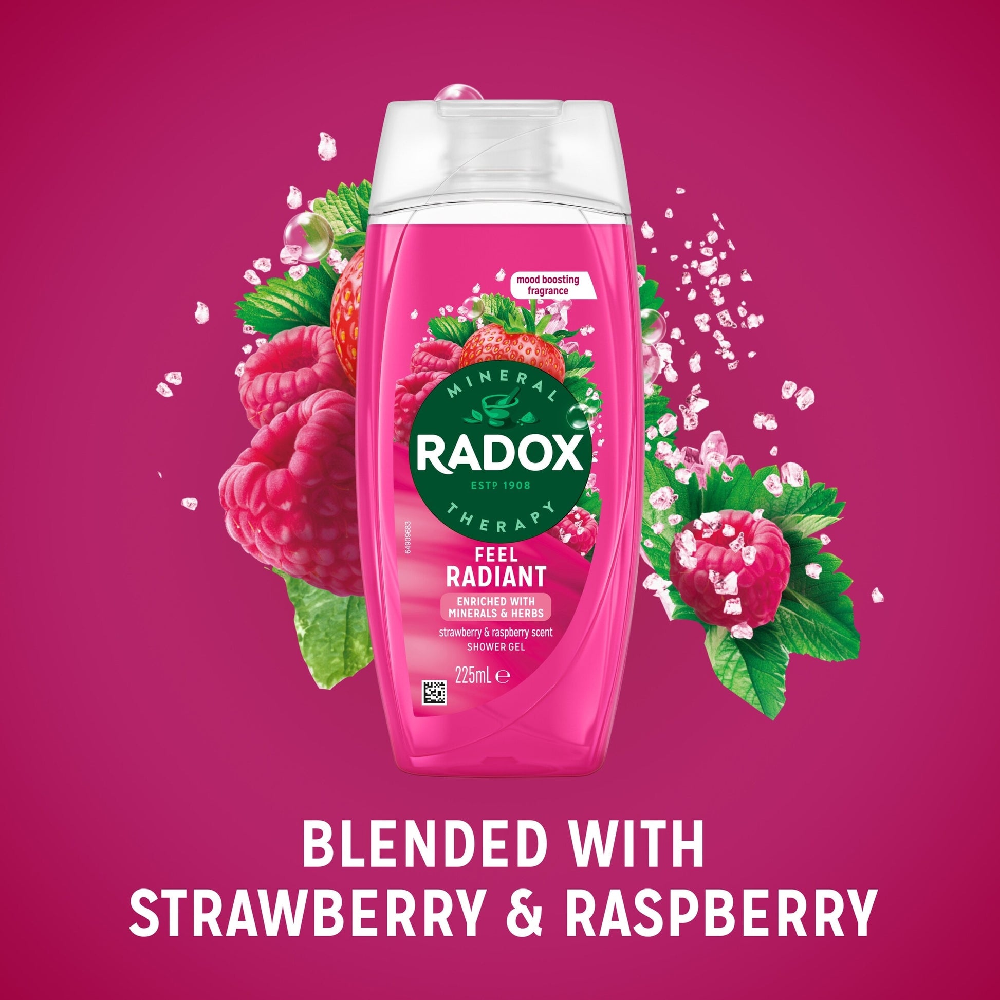 Radox Strawberry Feel Radiant Shower Gel Body Wash 225ml — image 2