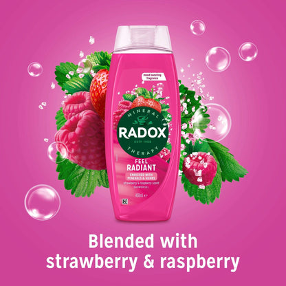 Radox Strawberry Feel Radiant Shower Gel Body Wash 450ml — image 2