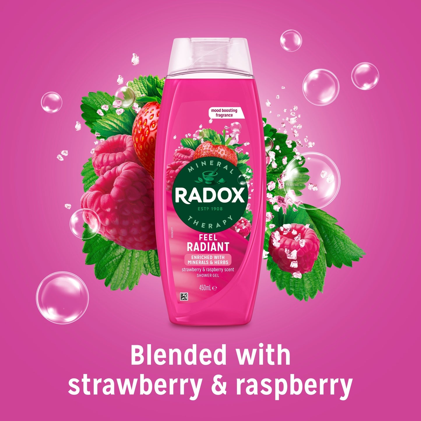 Radox Strawberry Feel Radiant Shower Gel Body Wash 450ml — image 2