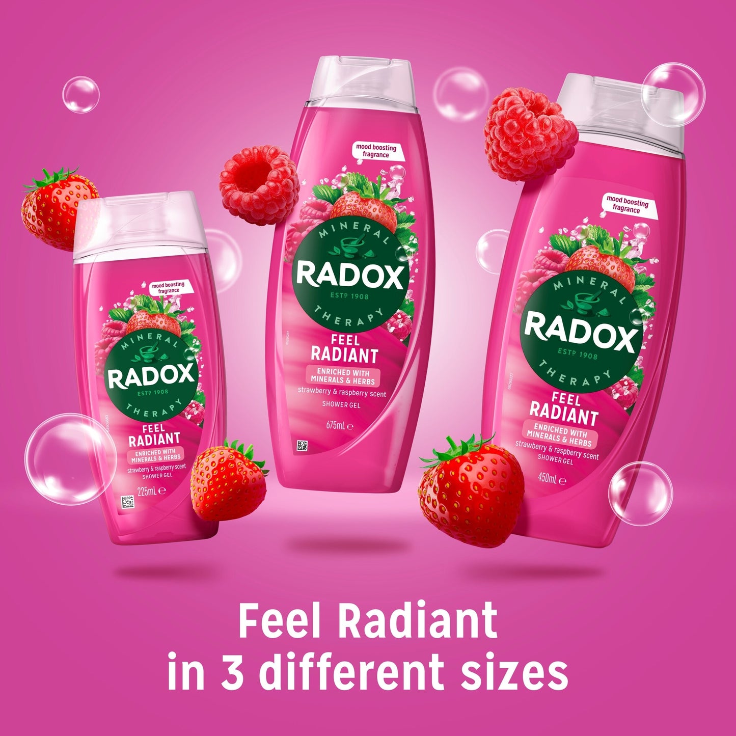 Radox Strawberry Feel Radiant Shower Gel Body Wash 450ml — image 4