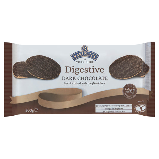 Rakusen's Digestive Biscuits - Dark Chocolate 200g — image 1