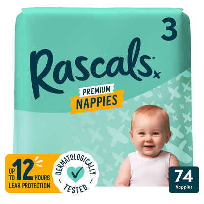 Rascal + Friends Premium Nappies Size 3, Jumbo 74 Pack — image 1