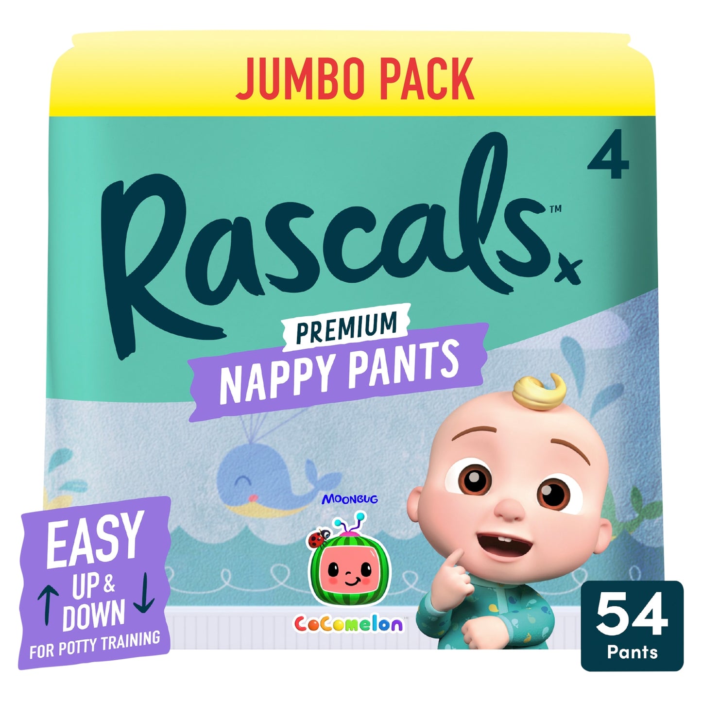 Rascals Premium Cocomelon Nappy Pants Size 4 54 Pack — image 1