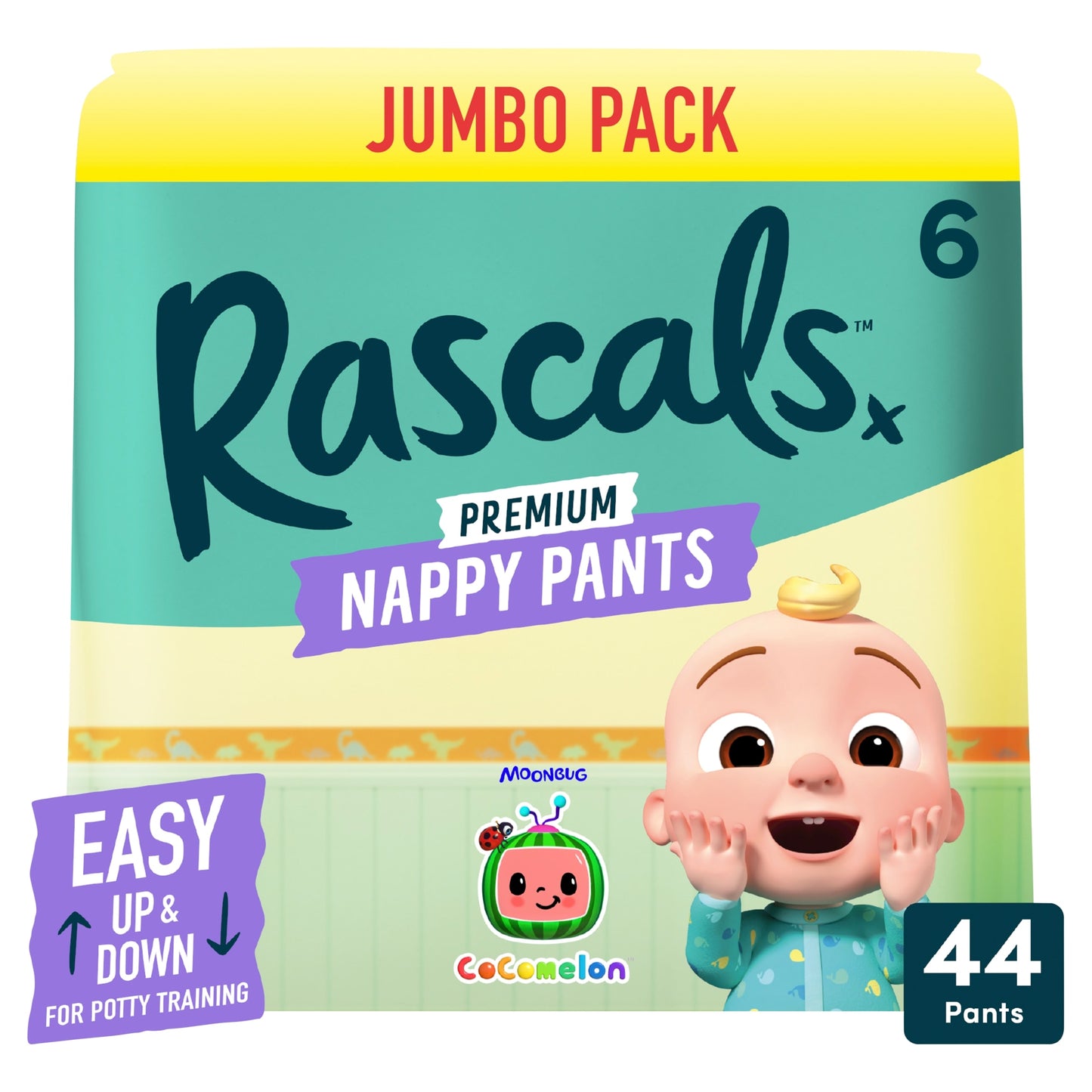 Rascals Premium CoComelon Nappy Pants, Size 6 | 44 Jumbo Pack — image 1